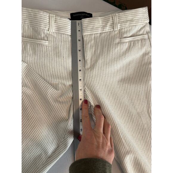 Banana Republic Women's 0 Petite Sloan Ivory Black Stripe Cropped Pants Modern - Picture 6 of 8